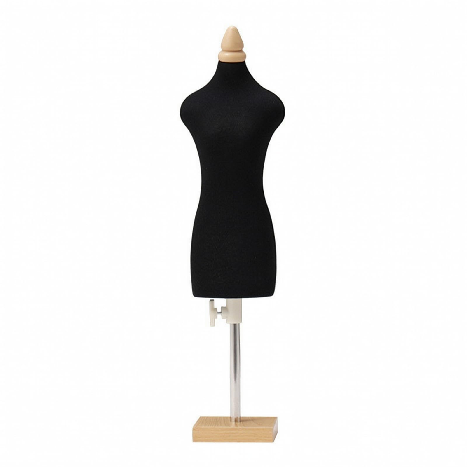 Busto da Cucito Regolabile Durevole , Modello 1/3 In Cotone Nero Con Base Quadrata In Legno