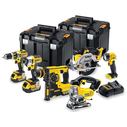 DEWALT DCK699M3T 18V 6 Piece Cordless Kit (3 x 4Ah Batteries) 2 x Tstak Kitboxes, 240 V, Multi, Large