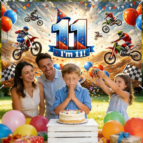 Image of Nuxovilar Happy 11th Birthday Banner Backdrop 71 inchx43 Polyester