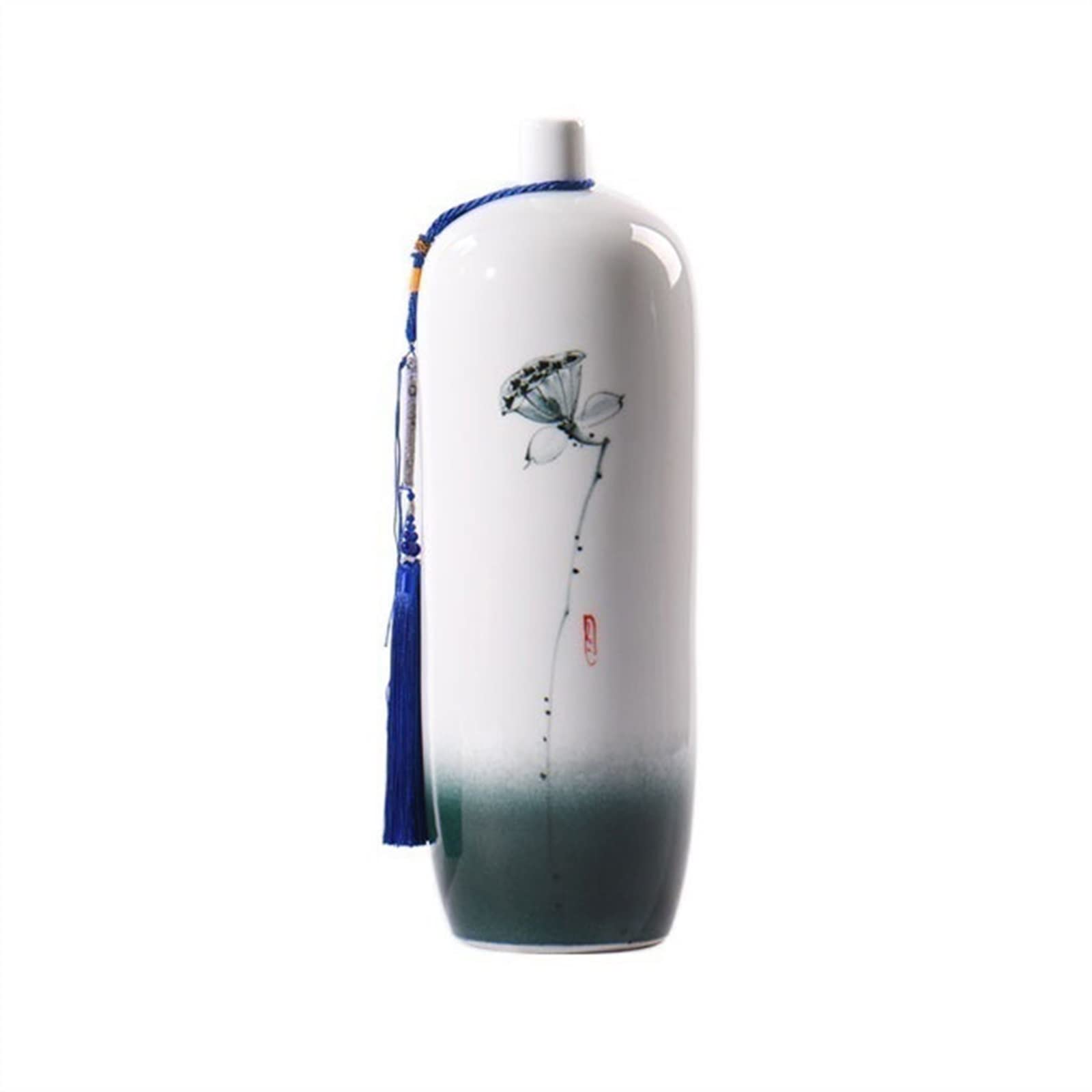 asdchZen Vases,High End Zen Interior Ornament Porch Ornament Vase Large Floor Ceramic Vase/White/14 * 44Cm,White-14 * 44Cm