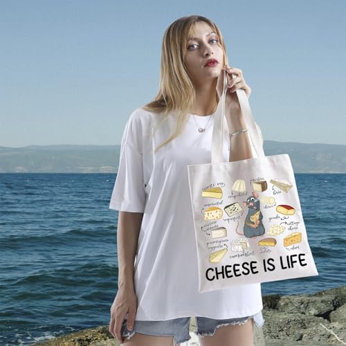 Bolsa Tote Cheese Is Life con diseño temático de queso miniatura 2