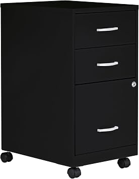 NuSparc Mobile 3 Drawer Locking Pedestal File Cabinet | Pre-Assembled Steel Construction | Perfect for Small and Home Office | Letter-Size | Assembled in USA