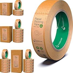 Pandabode Paper Packing Tape | 24mm x 50m Strong, Recyclable Brown Kraft Paper| 1/2/3/6/12 Pack | for Eco Friendly…