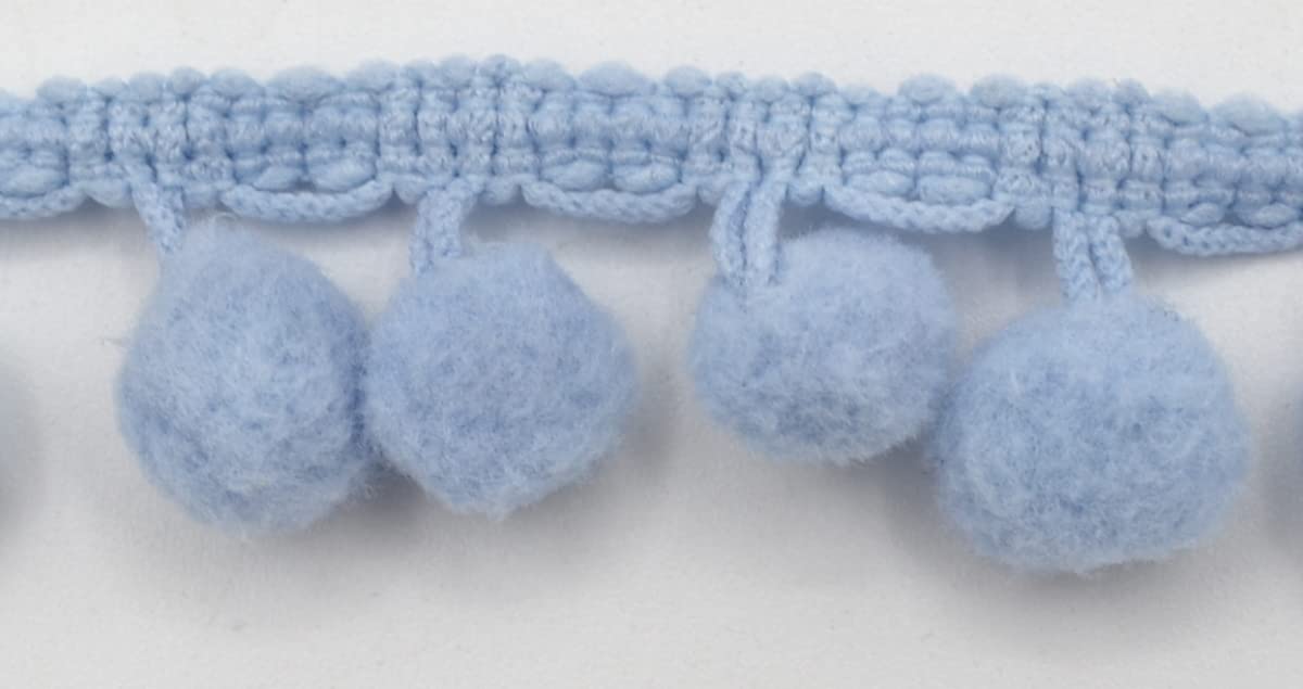 celloexpress Soft Pom Pom Fringe Trim - 10mm - Arts & Crafts | Cushions | Garments | Kids Bedroom (3m - 300cm, Blue Bird)