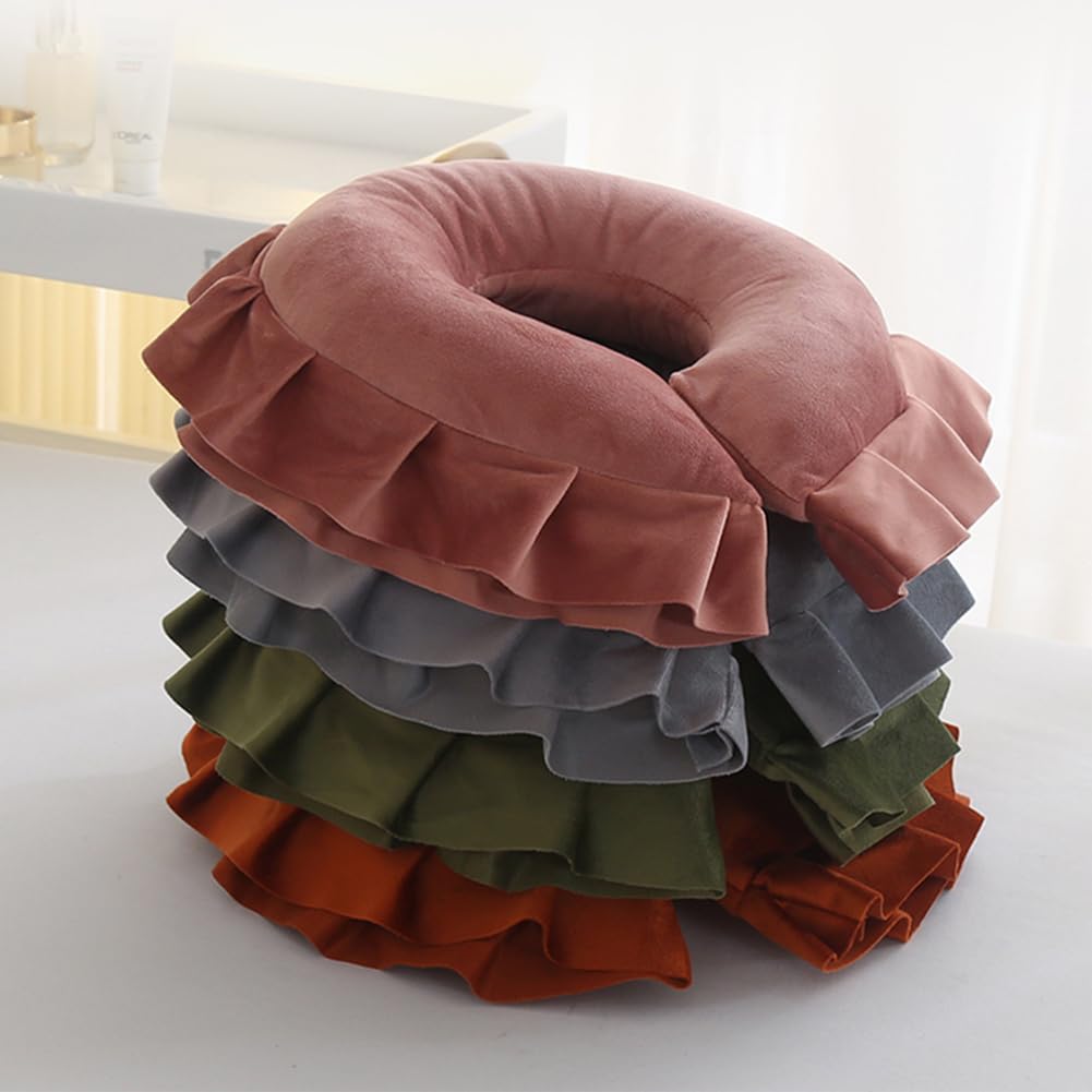 Beauty Salon Massage Head Pillow U Shaped Head Pillow Memory Foam Face Down Massage Pillow Soft Face Cradle Cushion (Dark Orange)