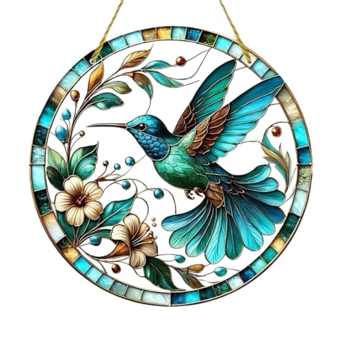pikake bay ステンドグラス風 飾り インテリア サンキャッチャー アクリル 壁掛け (２０ｃｍ ハチドリ)のサムネイル