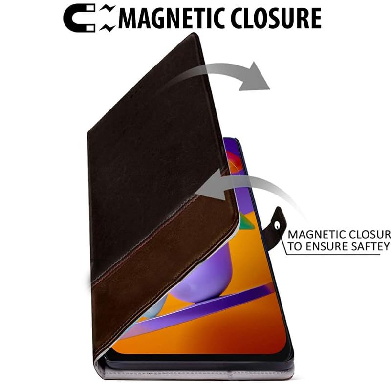 Image of ClickCase Vintage Series for Motorola Moto G05 Leather Wallet Flip Case Kick Stand Magnetic Closure Flip Cover for Motorola Moto G05 (Brown & Coffee)