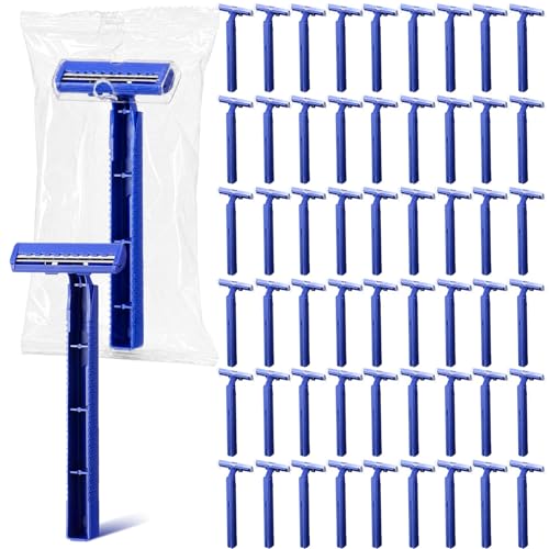 Rasoirs jetables double lame bleu lot de 500 pièces avec capuchon protecteur
