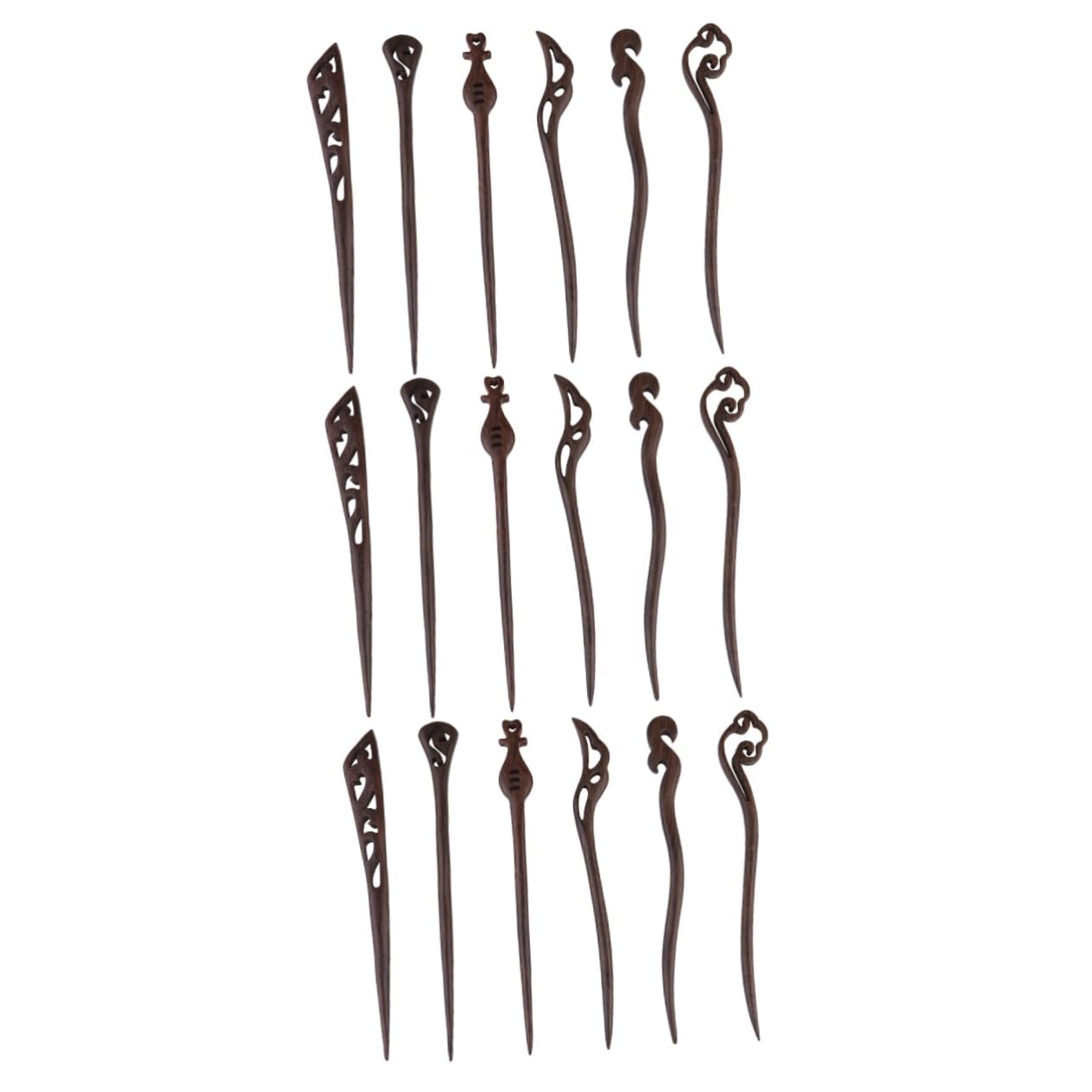 FRCOLOR 18 Piezas Accesorios para el cabello horquilla de ébano palo de pelo tradicional horquillas retro decoración vintage pasador de pelo palos de pelo horquillas de madera nacionalidad