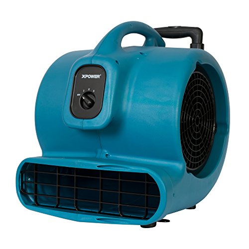 Image of XPOWER X-830H Pro 1 HP 3600 CFM Centrifugal Air Mover, Carpet Dryer, Floor Fan, Blower, Telescopic Handle and Wheels, for Water Damage Restoration, Janitorial, Plumbing, Home Use