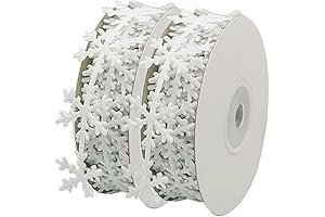 2 Rolls Snow Ribbon Rolls Felts Snowflake Trim Ribbon Christmas Applique Decals...