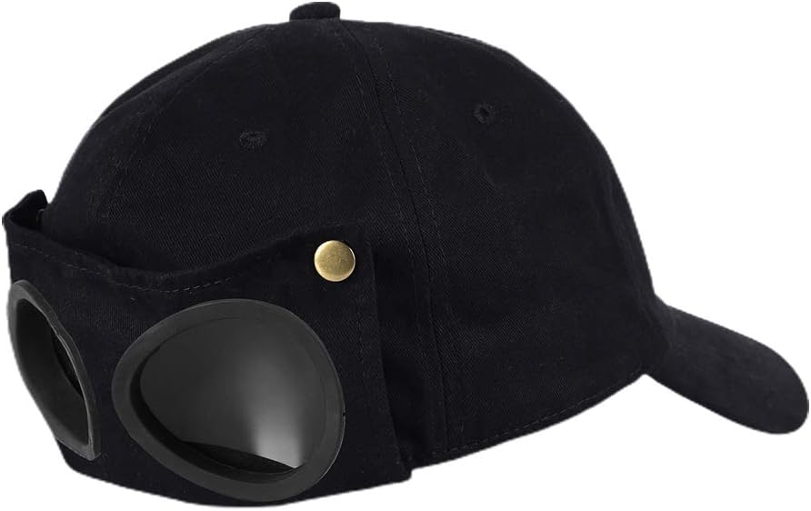 Baseball Hat with Goggles Adjustable Soft Curved Baseball Hat Hip Hop Hats for Men Women Unisex
