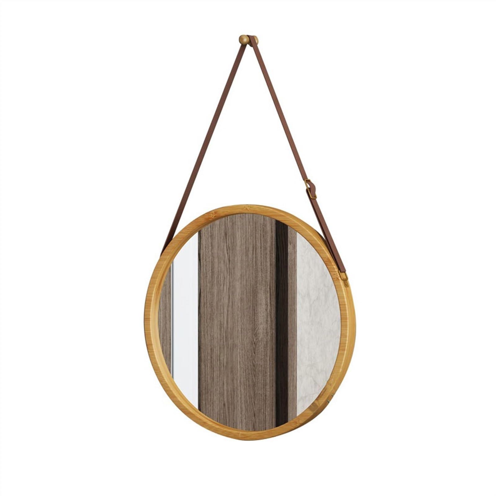 Tragbar Skandinavischer Schminkspiegel aus Holz, kreativer runder Spiegel, Kunst-Make-up-Spiegel, Wandmontage, Badezimmerspiegel