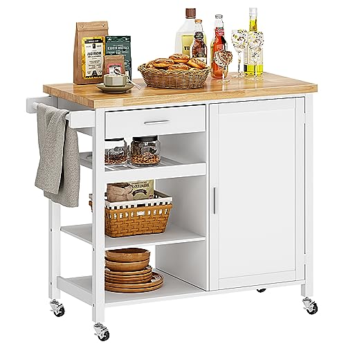 sogesfurniture-Rolling-Kitchen-Serving-Cart-with-Drawer-and-Storage-Shelves-Kitchen-Island-Cart-Trolley-on-Wheels-with-Rubberwood-Countertop-Storage-Cabinet-Towel-Holder-White sogesfurniture Rolling Kitchen Serving Cart with Drawer and Storage Shelves Kitchen Island Cart Trolley on Wheels with Rubberwood Countertop Storage Cabinet Towel Holder White