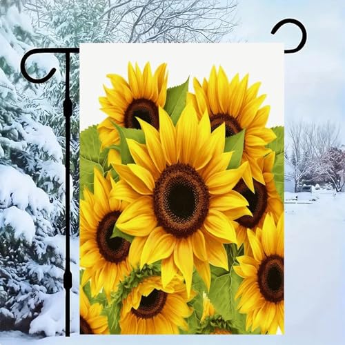 Bandera de jardín de girasol de 12x18 pulgadas de doble cara para decoración exterior 2