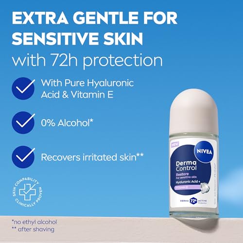 NIVEA Derma Control Roll-On: 72H Anti-Perspirant for Sensitive Skin - Image 3
