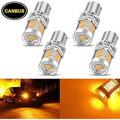 yifengshun 4Pcs Amber 1156 BA15S P21W (180°) LED Bulb Turn Signal Light 89LED 3400LM 2016SMD Built in Canbus Error Free Anti Hyper Flash for Car Front or Rear LED Turn Signal Light Cover