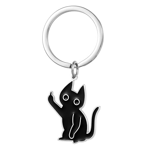 FURQNG Funny Black Cat Keychain - Cool Stuff Gifts for