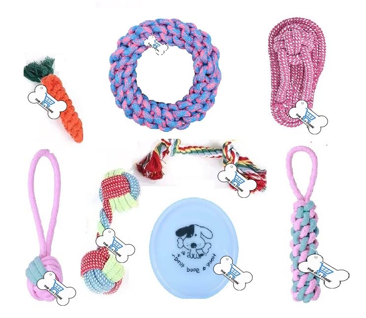 THE DDS STORE Dog Rope Toy,Cotton Rope Toy Bite Resistant Molar Tooth Cleaning Toy,Dog Chew Toy Set,Training Toy for Small Medium Dogs, Toy for Avoiding Dogs Boredom Anxiety (8 Pcs Multi Colour) (B0BCKT1LCM) Amazon Price History, Amazon Price Tracker