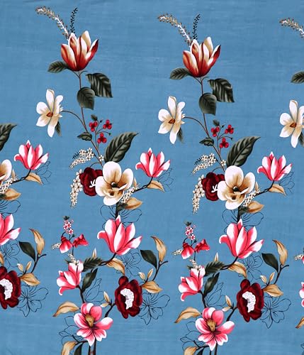 Image of DECORUM Glace Cotton Fitted 1 Bedsheet King Size (72 inchx78 inch) | All Around Elastic | Cotton Feel | 2 Pillow Covers (17 inchx27 inch) | Fits Up to 8 inch Mattress | 200-220 TC | Printed Double Bed Sheet Set