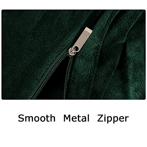 Michorinee Crushed Velvet Dark Green Double Duvet Cover Set Luxury Super Warm Winter Green Velvet Bedding Set Comforter Cover Zipper Closure with 2 Pillow Cases 50x75 cm - Image 5