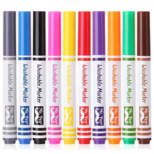 Mr. Pen PWM10 Washable Markers, 10 Pack, Assorted Colors, Broad Line, Kids Washable Markers Washable Markers thumb #2