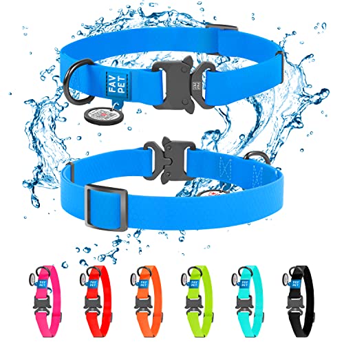 FAVPET Biothane Dog Collar with ID Tag QR, Waterproof Dog Collar with Metal Buckle, Adjustable Dog Collar Large Dogs