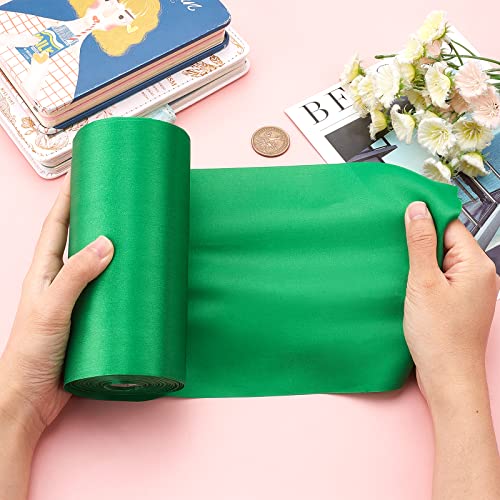 GORGECRAFT 27 Yards x 6 Inch Wide Double Faced Christmas Satin Ribbon Roll Green Polyester Solid Fabric Large Ribbon for Gift Wrapping Grand Opening Chair Sash Bouquet Bow Making Party Decoration - Image 3