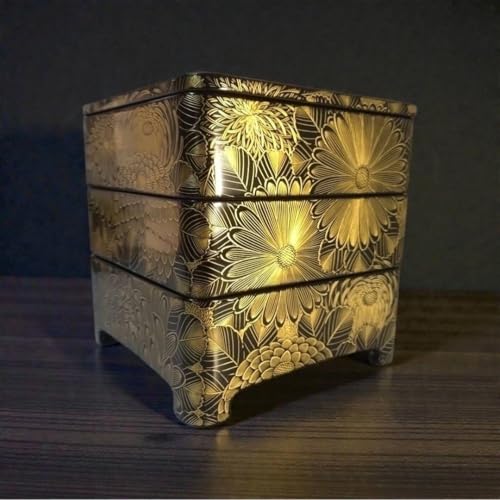 木製 三段重箱 19.5cm 仕切り付き うるし塗 お重箱 3段 迎春 お正月 運動会 お花見