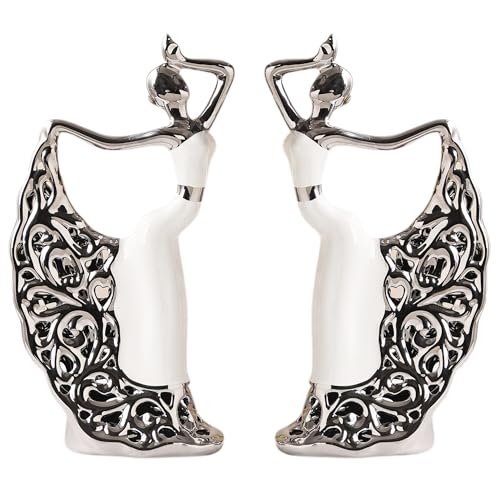 Estatuas de cerámica 2 piezas figura mujer bailarina decorativa