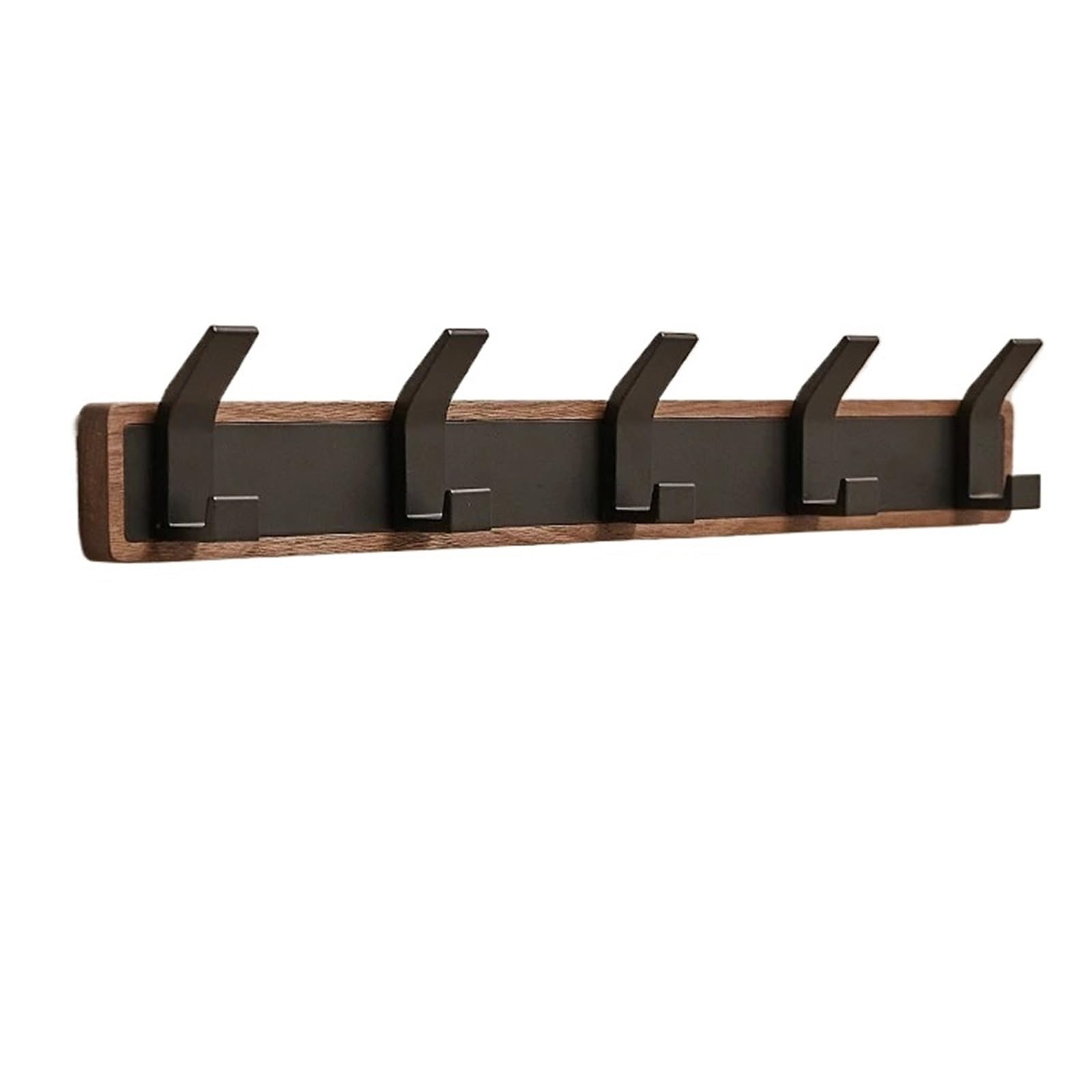 Ryqzhhy 5 Hooks Coat Hooks Black Wood Wall Hook Multifunctional Hanging Coat Rack(5 Hooks)