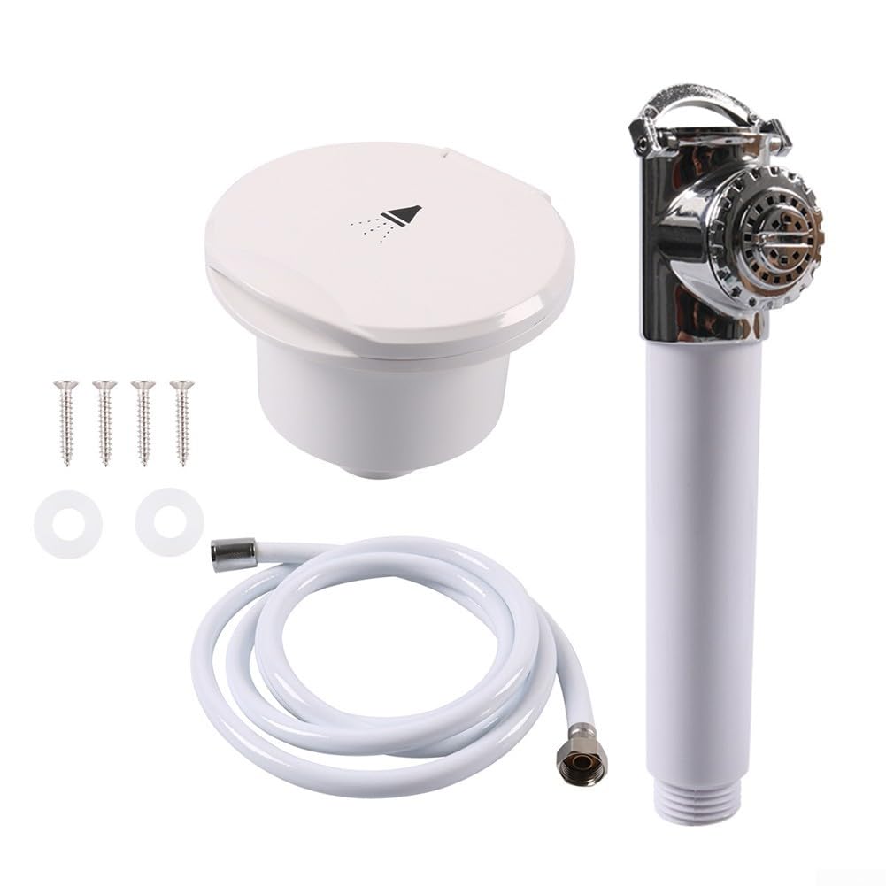 Yacht - Kit doccia con tubo da 4 m, in acciaio resistente al sale (set doccia con tubo da 4 m) | Materiali resistenti al sale, costruzione in acciaio inossidabile, tubo retrattile da 4 m, grado marino, uso di lunga durata