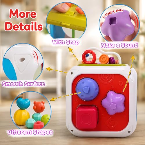 Image of Kidsmate Montessori 7-in-1 Activity Cube for Babies 12-18 Months | Sensory Busy Cube Toy for Toddlers | Shape Sorter Learning Toy | Fine Motor Skills Development | Educational Gift for Boys & Girls