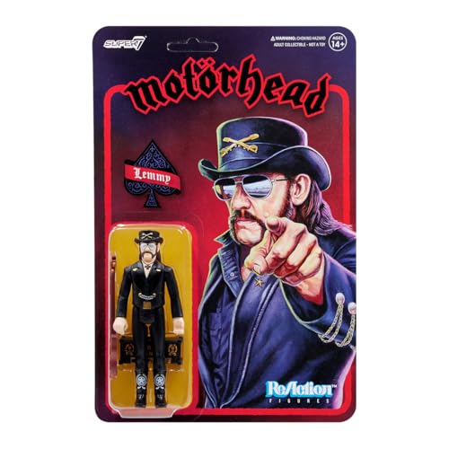 Super7 Motorhead Lemmy (Modern Cowboy) Reaction Figure - 3.75' Motorhead Action Figure with Accessories Heavy Metal Collectibles and Retro Toys