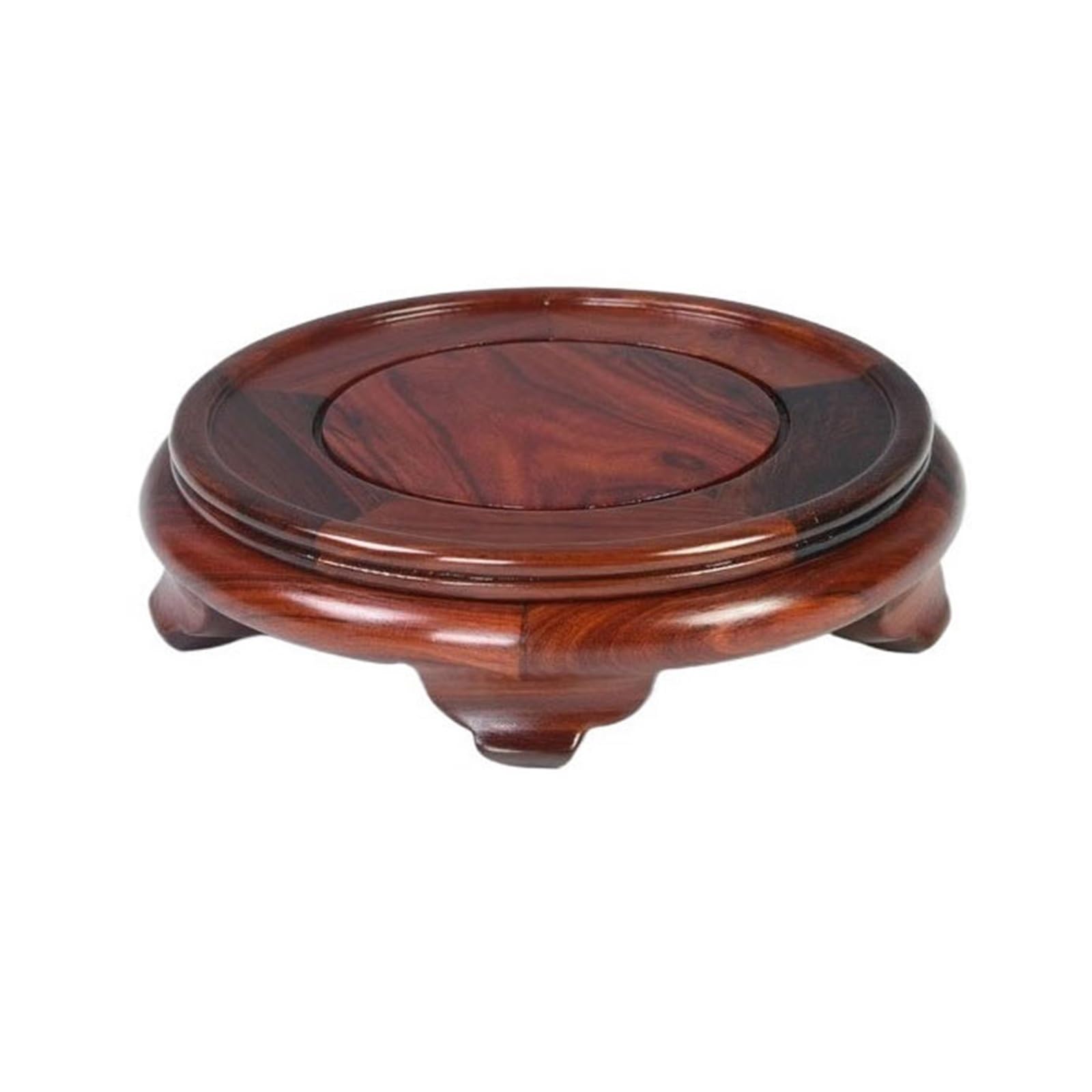 LJHFG63KUYT Pedestal Decor Red Sandalwood Round Carving Pedestal Craft Decor Base for Bonsai Vase Teapots Indoor Holder(Medium)