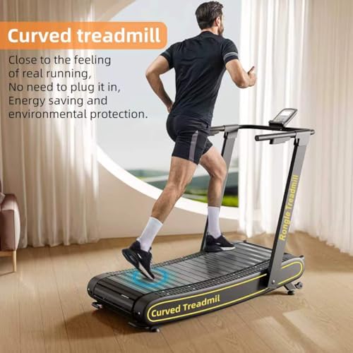 Image of Curved Treadmill with Non-Electric Motorized, 2 in 1 Foldable Design Adaptive Variable Speed with LED Display, Motorless Self Propelled Treadmill for Home Office, No Assembly Required 350LBS