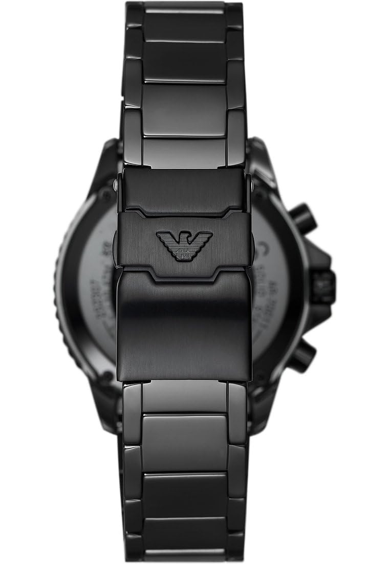 Emporio Armani Męski zegarek z chronografem, ceramiczny zegarek z kopertą o średnicy