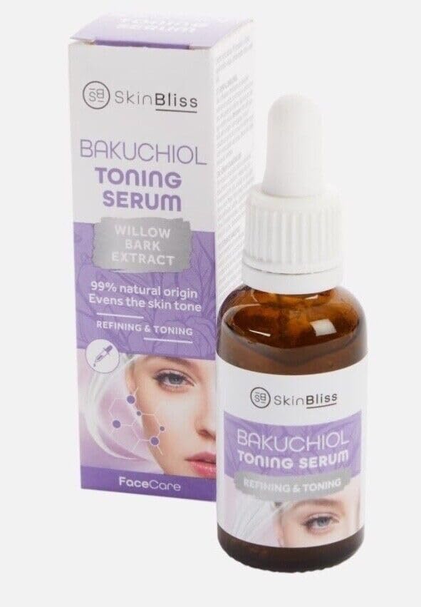 SkinBliss Bakuchiol Serum tonificante Vegan Face Serum with Willow Bark Extract, 99% Natural Ingredients for Refining and Toning Skin, 30 ml