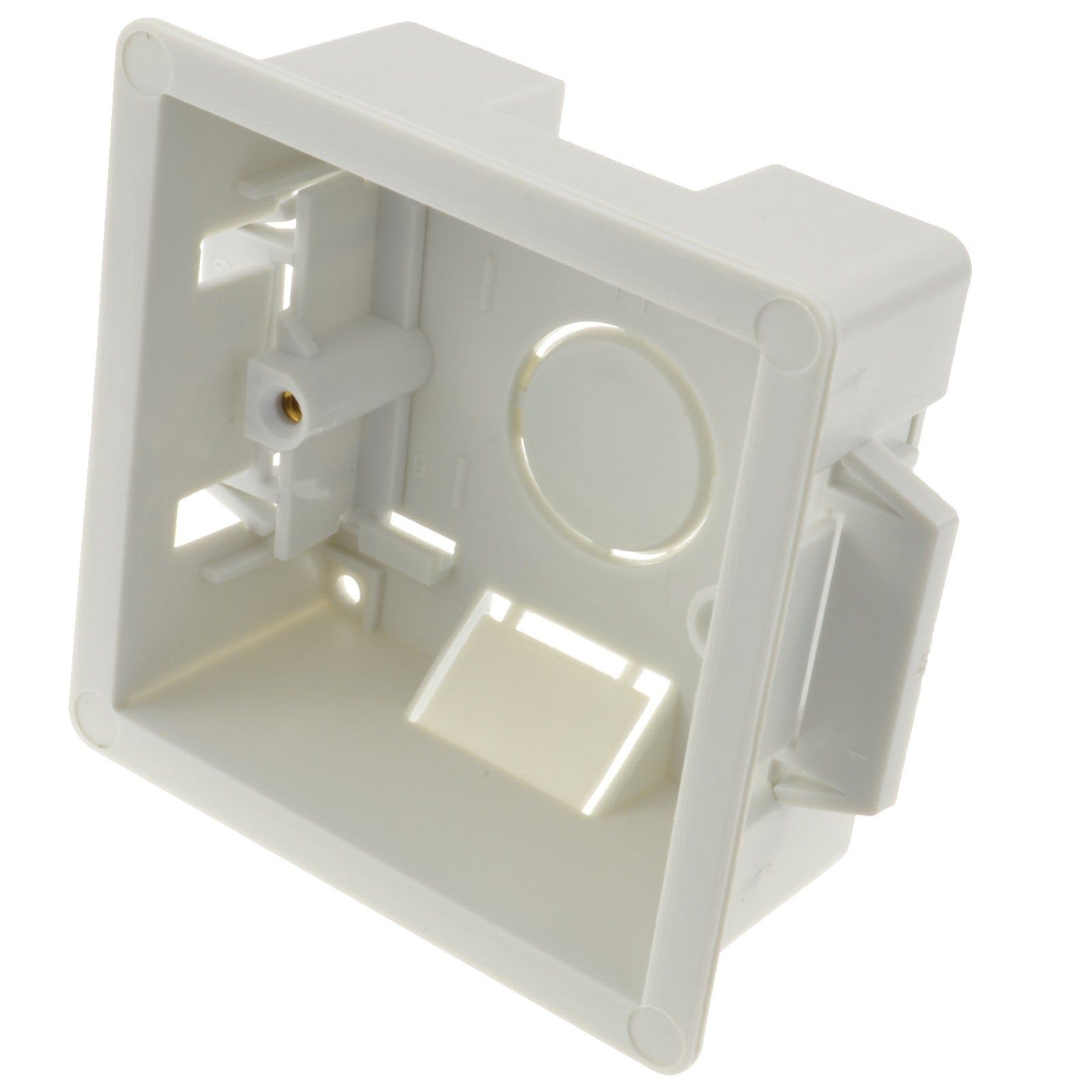 Kenable White Dry Lining Plasterboard Back Box 1 Gang 35Mm Depth Clip-In Pattress Box Single Gang