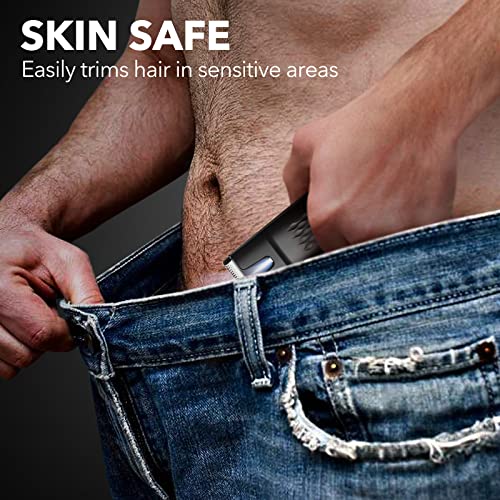 Beesjuy Intimbereich Rasierer Männer, Elektrischer Körperrasierer für Herren, Elektrischer Leistenhaarschneider mit LED, IPX7 Wasserdichter, inkl 3 Aufsteckkämme, 90 Min. Laufzeit, mit Ladestation - Image 4