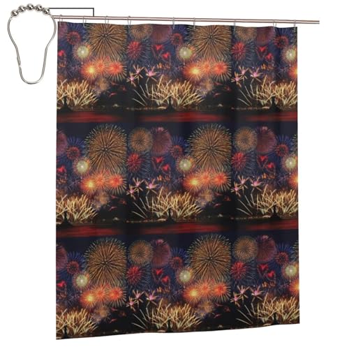 WOPQS Cortina de ducha de fuegos artificiales, 152 x 183 cm, suministros de baño, uso diario, decoración del hogar