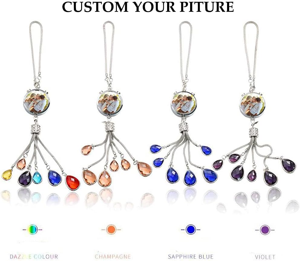Custom Car Air Freshener Car Bling Rearview Mirror Pendant with PhotoText Personalized Car Interior Accessories