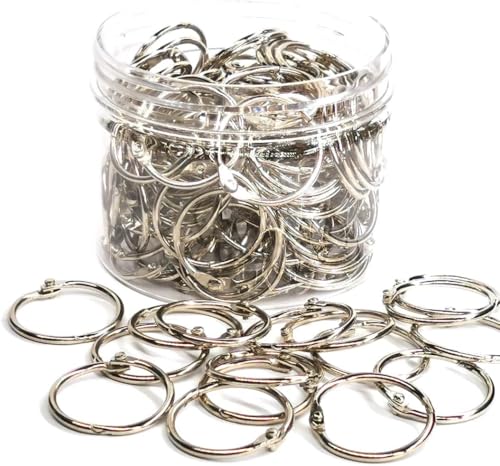 Image of AccuPrints 1 Inch(32 mm) 50 Pack Loose Leaf Binder Rings, Nickel Plated Steel Binder Rings, Keychain Key Rings, Metal Rings for Index Cards, Book Ring, Ideal for School, Home, or Office
