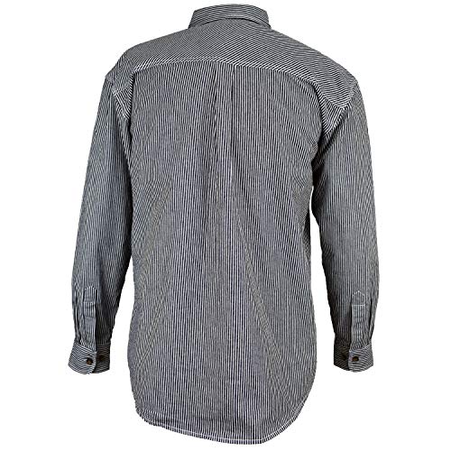 Men's Flex-Denim Long Sleeve Hickory Stripe Logger Shirt | ½ Zip Front2