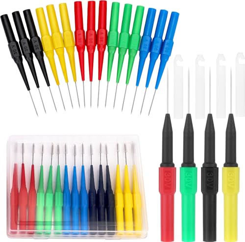Image of 19pcs Test Back Probe Pin,0.7mm Test Probes Pins Insulation Piercing Needle Wire Piercing Probes Insulation Back Probe Non-Destructive Pin, Multimeter 4mm Banana Socket for Car Tester