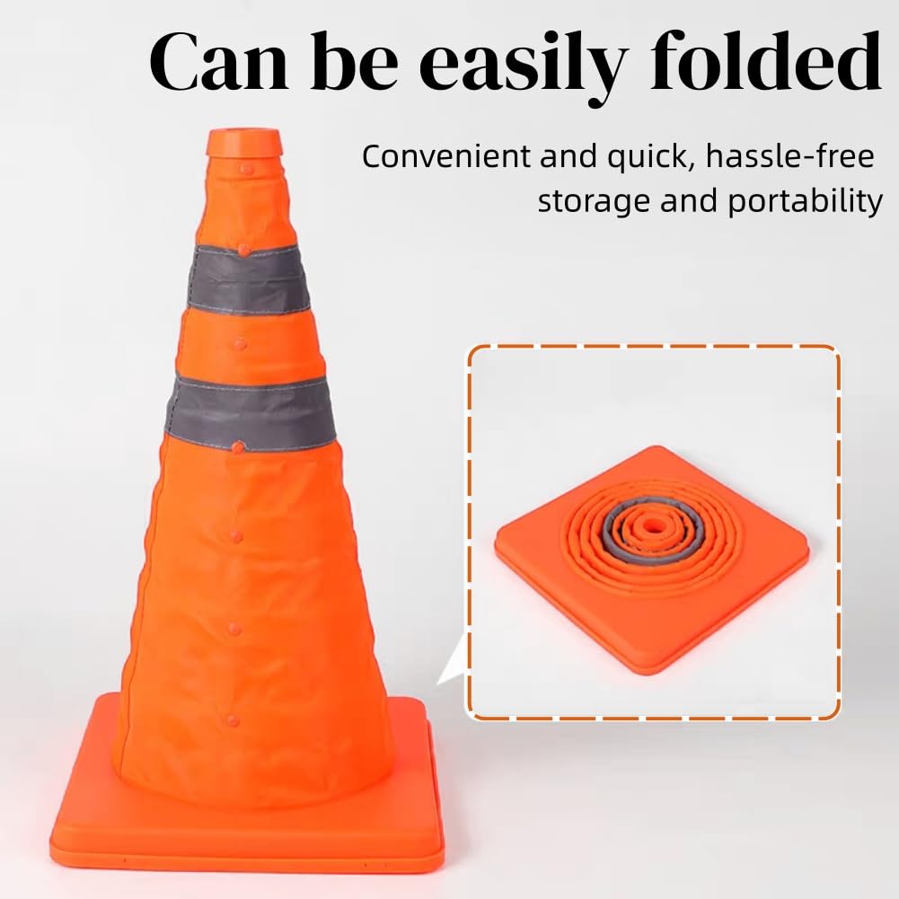 Cônes de Signalisation,Plot,2pcs Cônes Circulation,Cône de Signalisation,Cônes de Sécurité avec Bandes Réfléchissantes,Cônes de Sécurité de la Circulation Pliables,Cônes Pop-Up Polyvalents,45cm