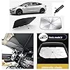 Tesla Model 3/Y Sunshade Car Windshield Sunshade Umbrella Especially for Tesla Model 3/Y Sunshade Foldable Umbrella 180Â° Rotation Bendable Shaft Foldable Suitable for Most Cars(55in''x 30in'')