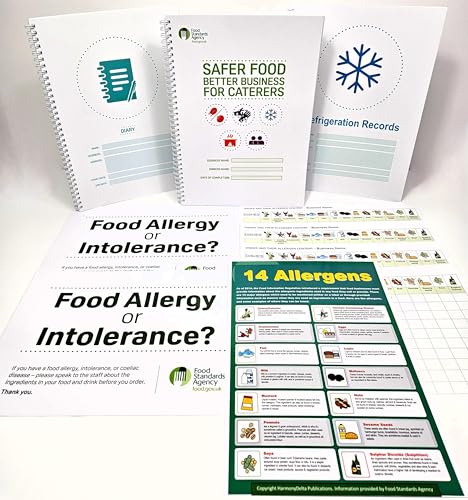 Safer Food Better Business for Caterers Revised Updated 2026 1 x Food Safety Manual & 1 x 13 Month Diary & 1 x Fridge Temperature Records & 3 x Food Allergen Signs & 4 x Food Allergens Charts