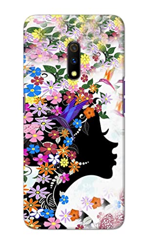 Image of Printed Hard Back Cover Case for Realme X | Oppo K3 Back Cover (Floral Hairstyle Girl) -1803