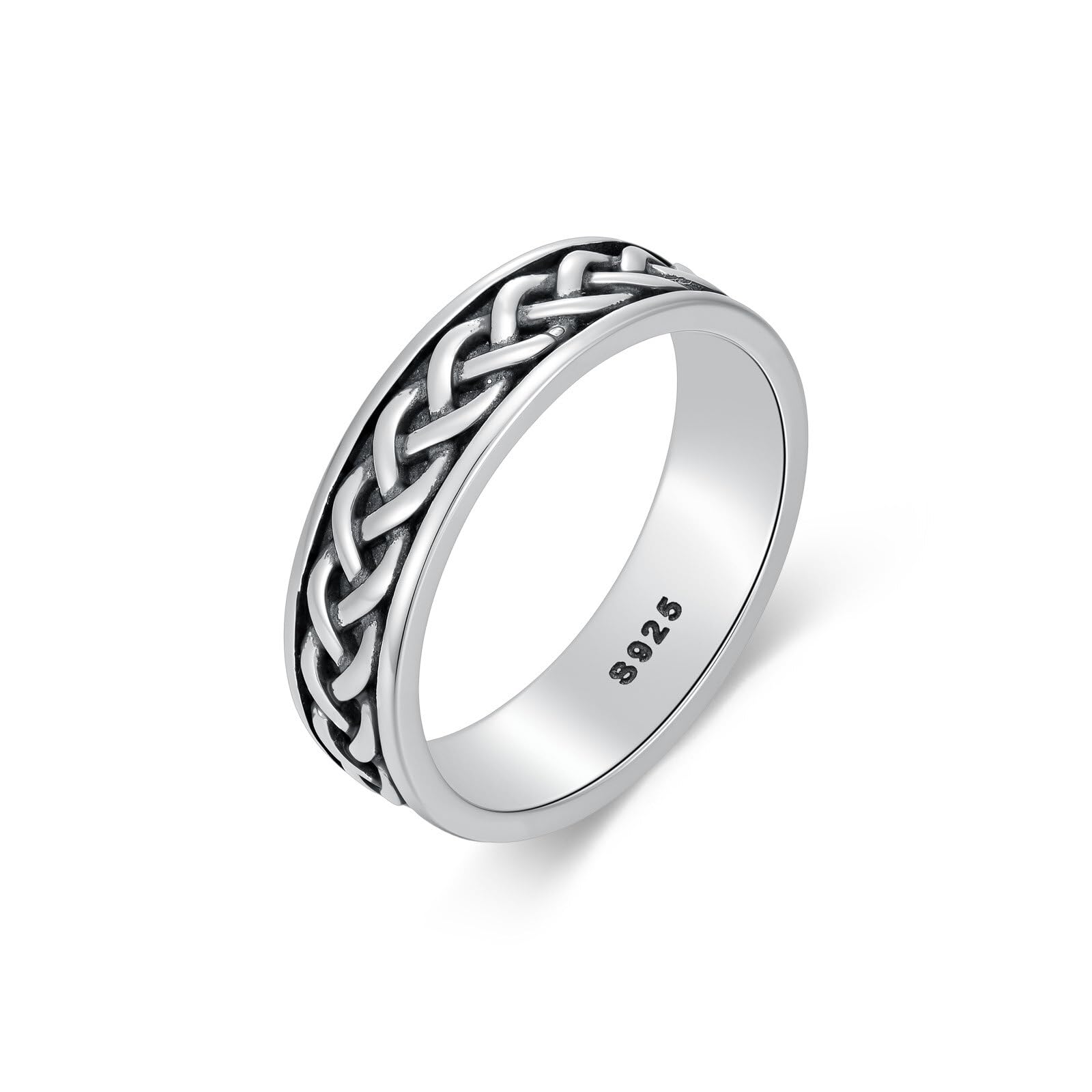 Herren Ringe 925 Silber Keltischer Knotenring aus Sterling Silber 6mm Keltischer Knoten Ehering für Männer und Frauen